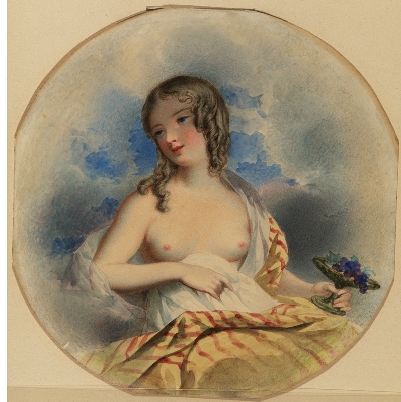 Young Woman, Seated, Holding a Dish of Grapes