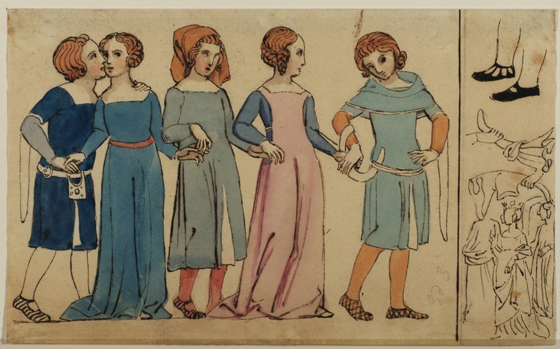 Five Figures in Mediaeval Costumes