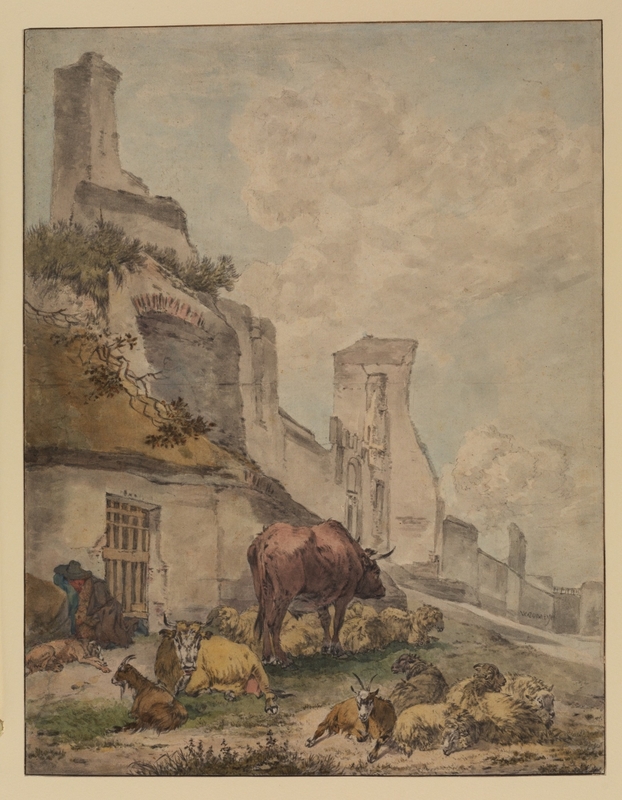 Landscape with Cattle outside a Town Hall