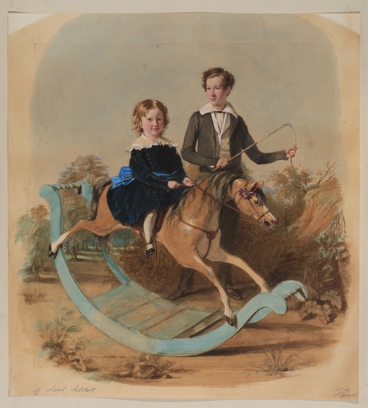 Girl on a Rocking Horse, and a Boy with a Whip