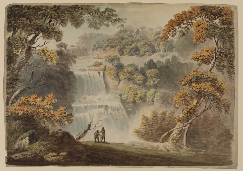 Landscape with a Waterfall and Two Figures in the Foreground