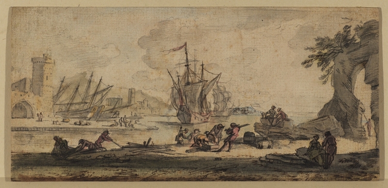 Landscape with Estuary, Ships and Figures