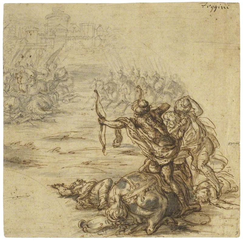 A Battle Scene outside a Walled City