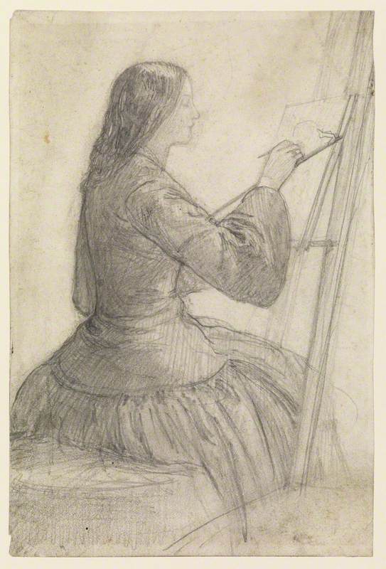 Elizabeth Siddal Seated at an Easel, Painting