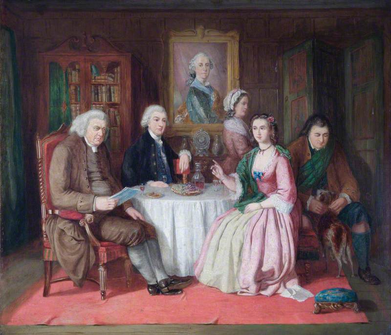 Johnson (1709–1784), and Boswell (1740–1795), with Flora MacDonald (1722–1790)