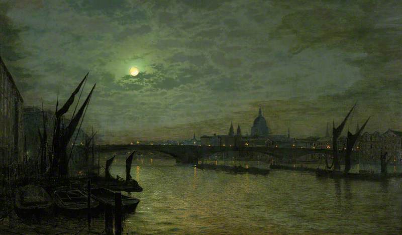 The Thames by Moonlight with Southwark Bridge, London