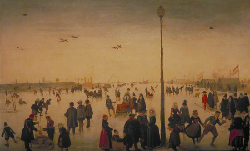 Winter Landscape with a Frozen River and Figures