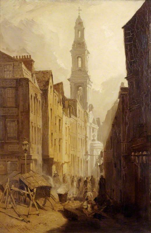 Drury Court with the Church of St Mary-le-Strand, London