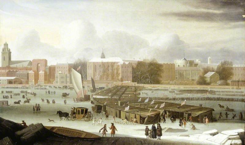 A Frost Fair on the Thames at Temple Stairs, London