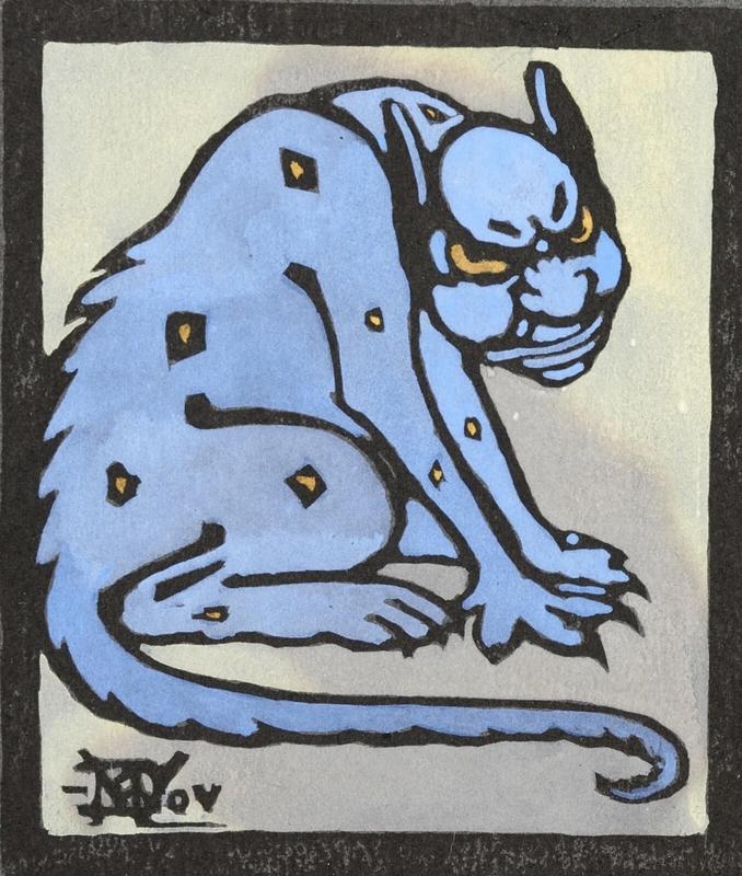A Glaring Demon (blue and yellow) from 'Devils in Diverse Shapes'