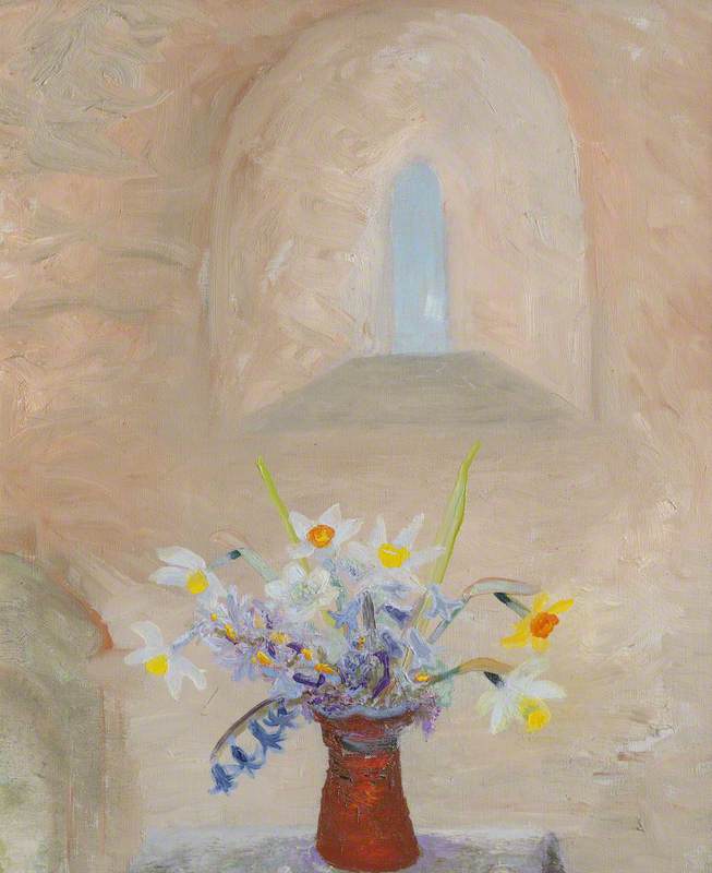Daffodils and Hyacinths in a Norman Window