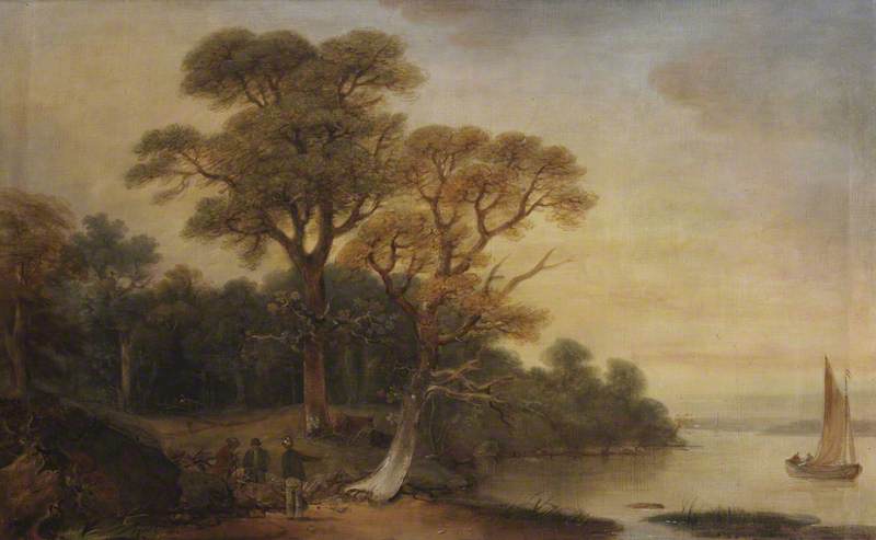 Landscape with a River and a Small Sail Boat