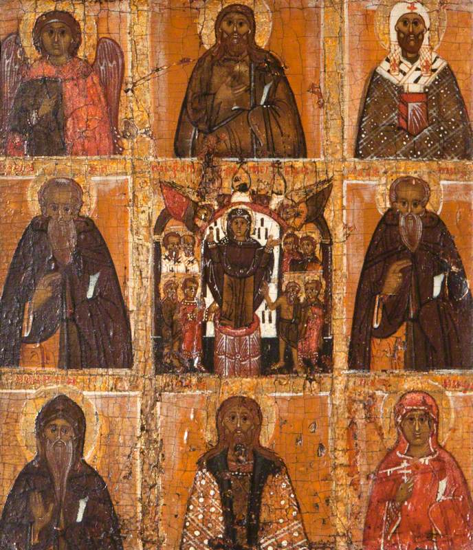 Icon in Nine Panels, Showing in the Centre the Protecting Veil