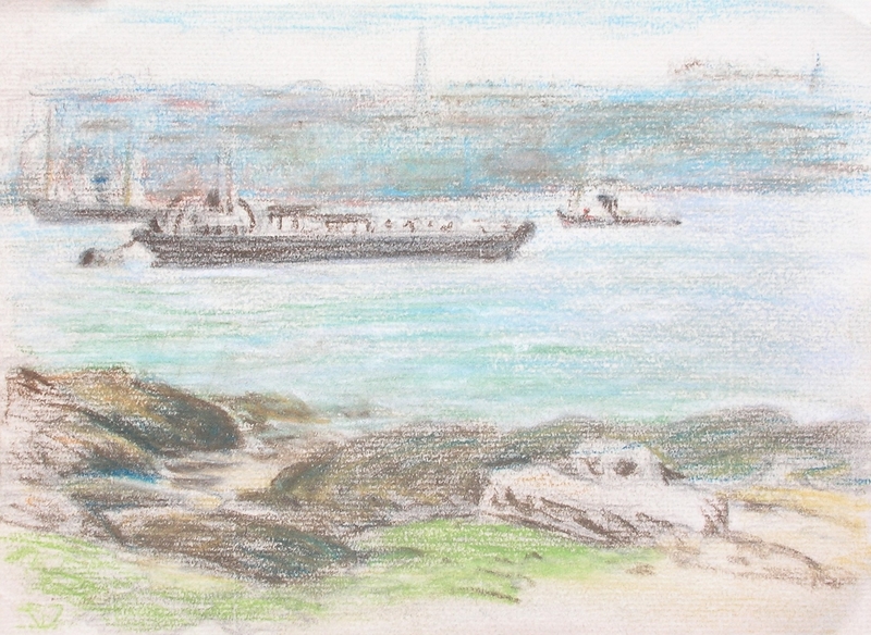 A Port Scene with Ship