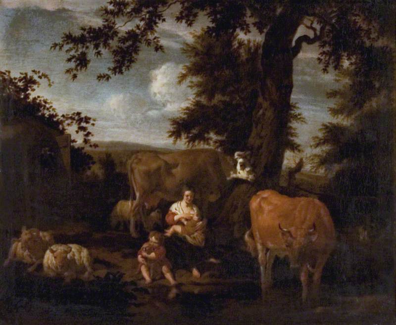 A Landscape with Cattle and Sheep