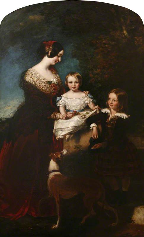 Caroline, 3rd Countess of Mount Edgcumbe (1808–1881) with Her Two Youngest Children, Charles and Ernestine