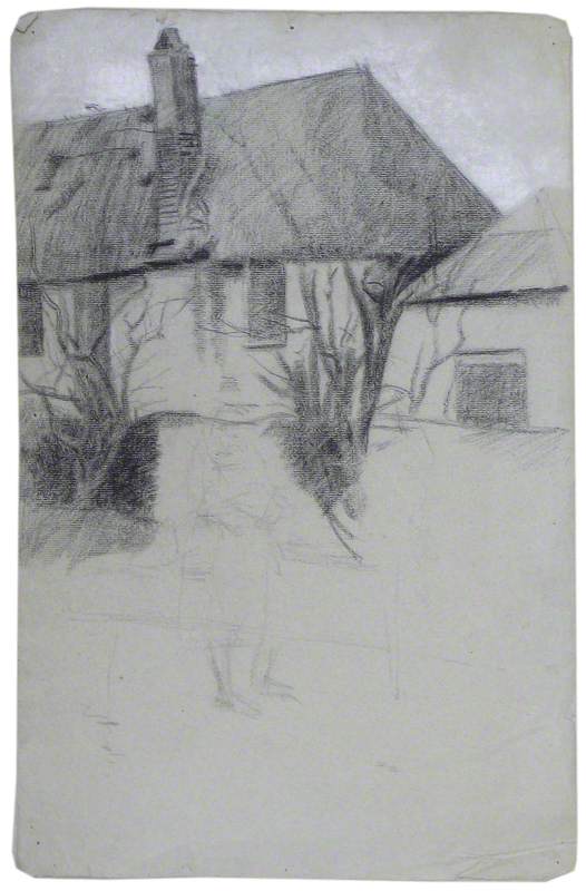 House with Trees and Figures