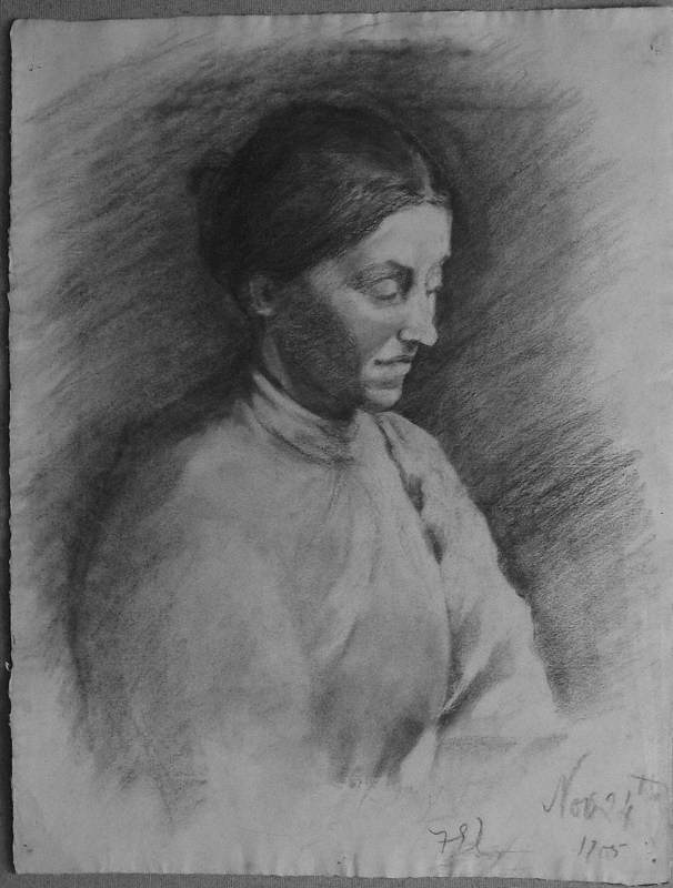 Portrait of a Young Woman Looking Down