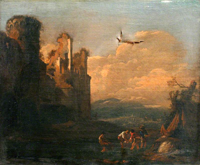 Landscape with Figures and Ruined Castle