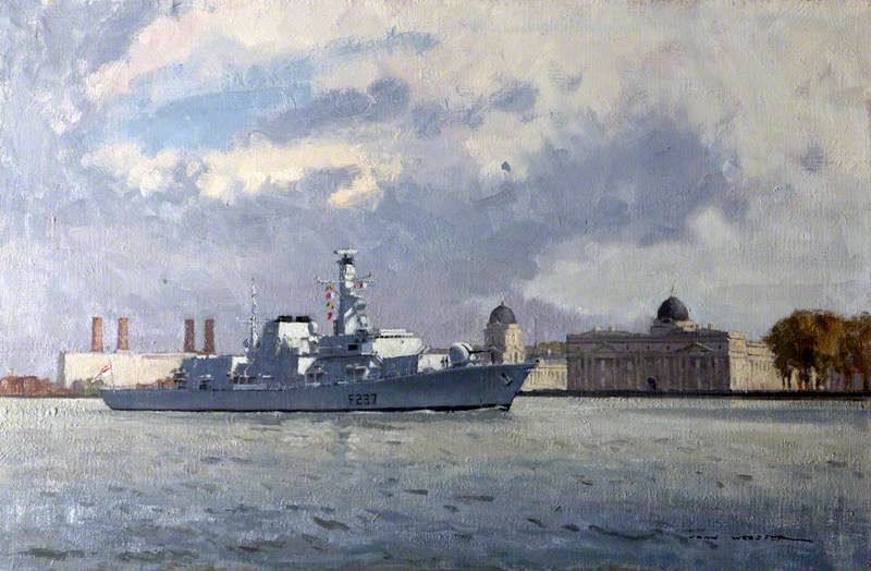 HMS 'Westminster' off Greenwich