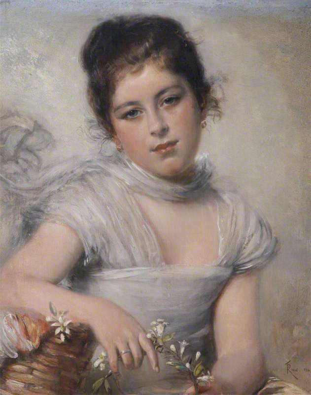 Young Girl Holding a Spray of Jasmine