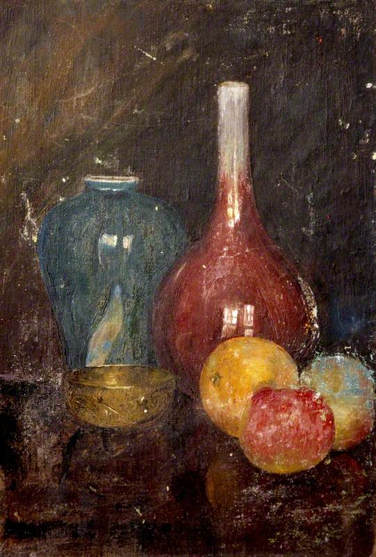 Still Life with Vase, Flagon and Fruit