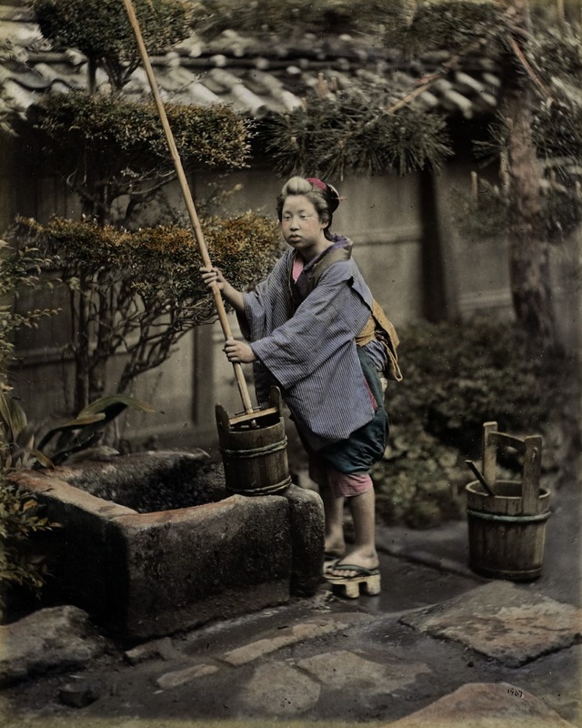 Young Woman Drawing Water from a Well from the Album 'Views and Costumes of China and Japan' (Vol. 1)