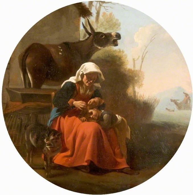 A Woman and a Child with Animals