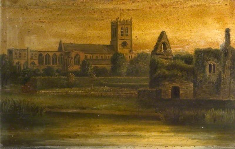 A View of Christchurch Priory, Constable's House across the Mill Stream, Dorset