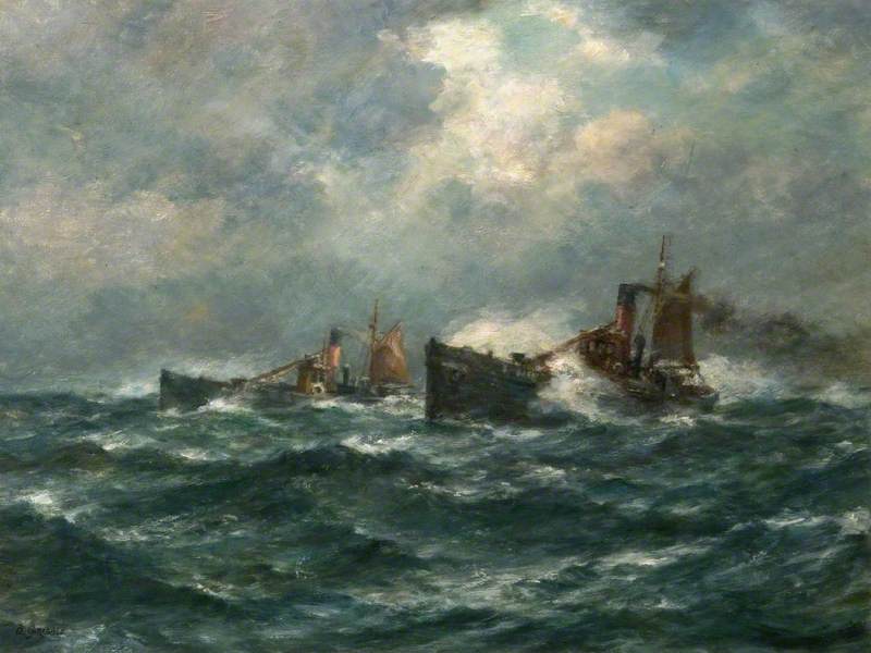 Trawlers Running Home in a Gale