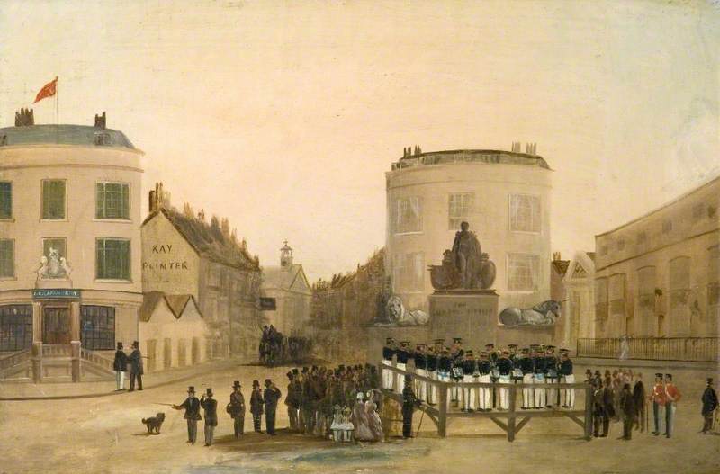 Band in front of the King's Statue, Weymouth, Dorset