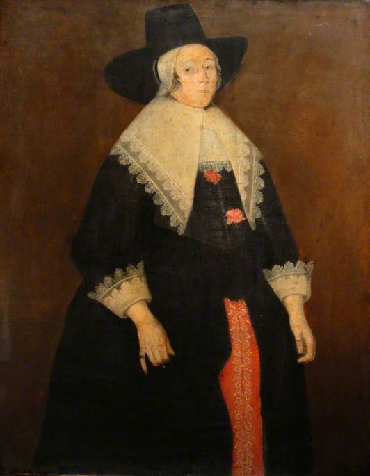 Lady in a Black and Red Dress and a Black Flemish Hat
