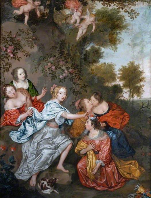 La Duchesse de la Valliere, Mistress of Louis XIV, Crowning the King with Flowers, Who is Disguised in Female Attire