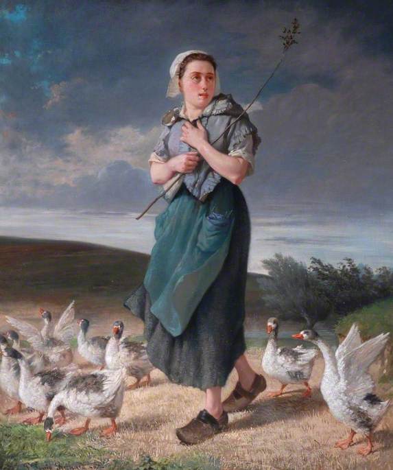 A Girl with a Flock of Geese