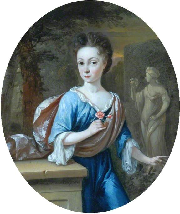 Portrait of a Young Girl Holding a Rose