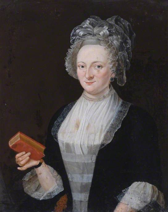 Portrait of a Lady in a Black Dress Holding a Book