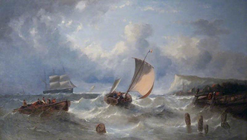 Boats in a Squall off a Coastline
