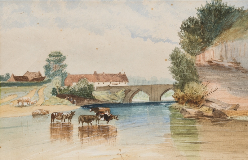 Bridge Scene with Cattle