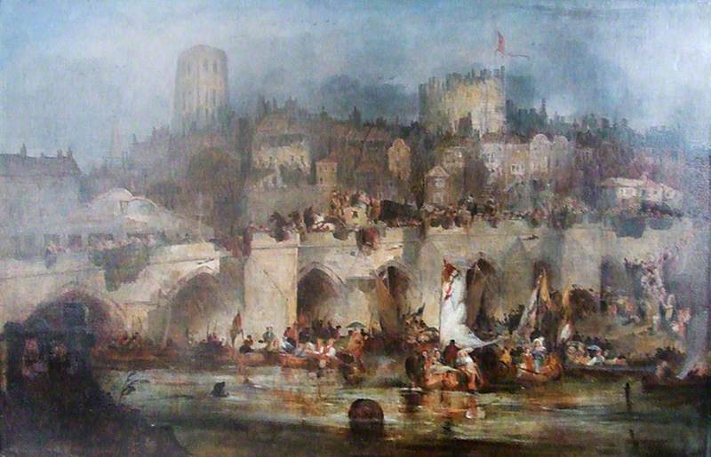 An Informal Procession of Boats on the River Wear to Celebrate the Victory of Waterloo, 1815