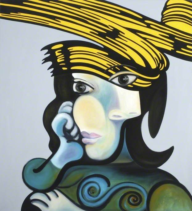 Picasso Meets Lichtenstein, Head of a Woman