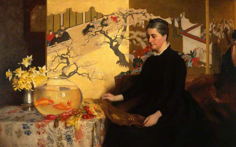 Lady with a Japanese Screen and Goldfish (The Artist's Mother)