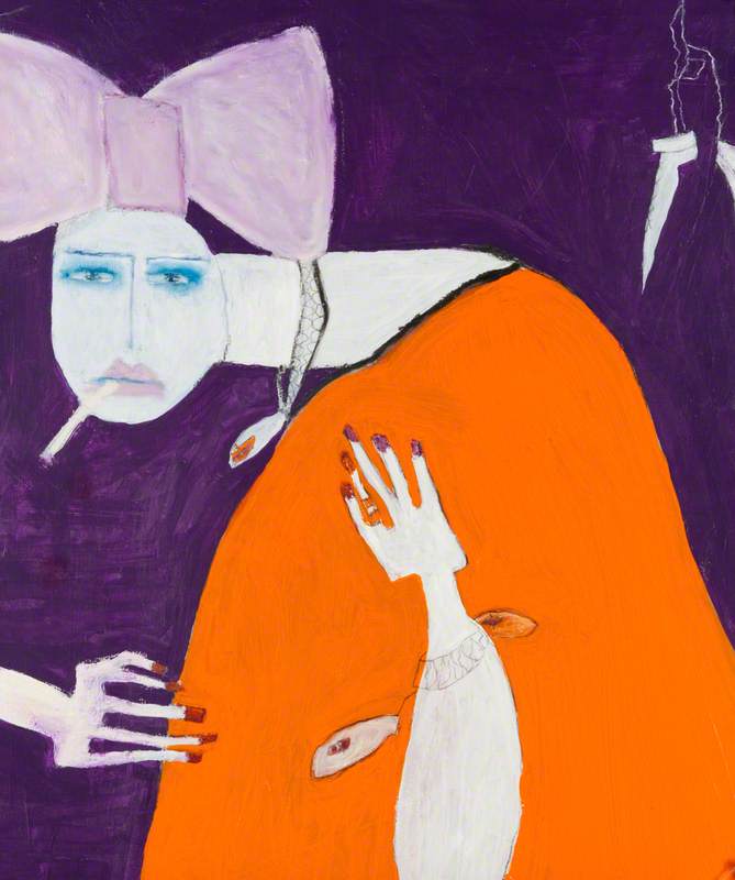 Woman in Orange with a Pink Bow*