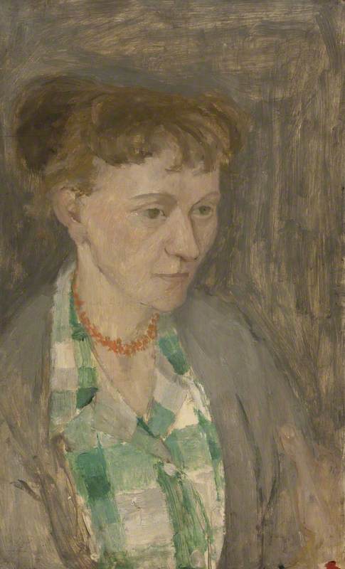 Portrait of a Woman in a Green-Checked Blouse