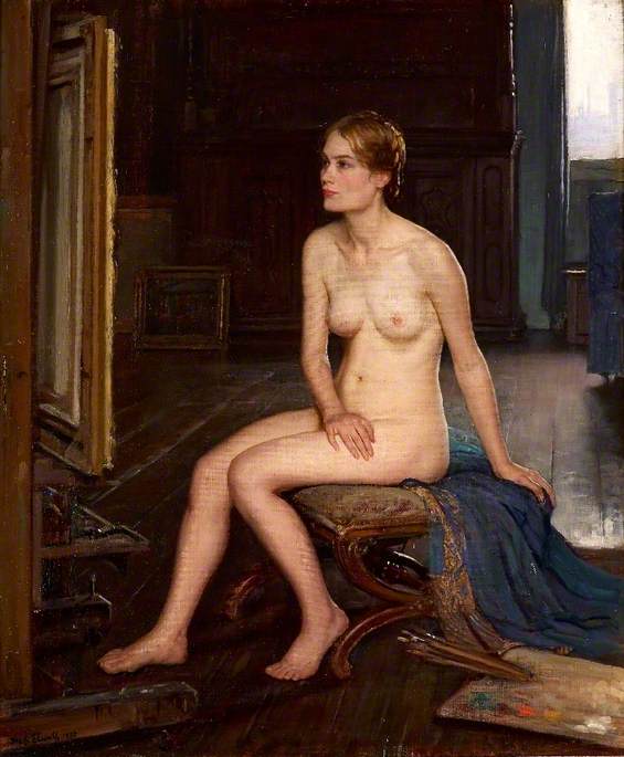 Nude Seated in a Studio