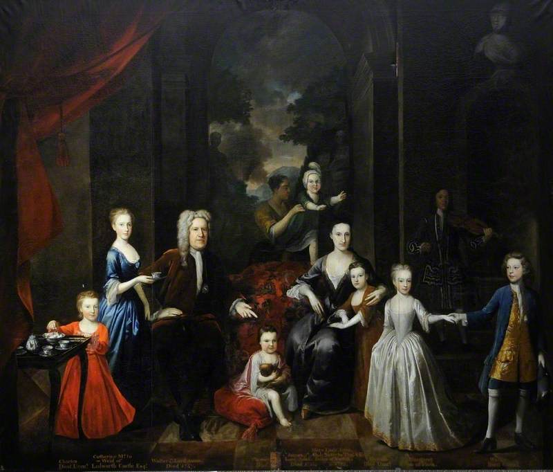 Walter Aston (1661–1744), 4th Lord Aston, His Wife Mary and Their Seven Children