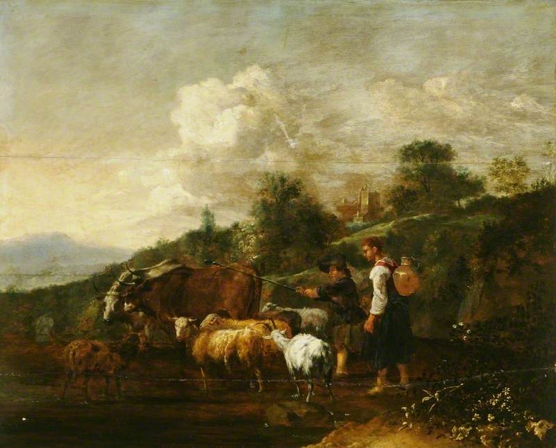 River Landscape with Herders and Animals