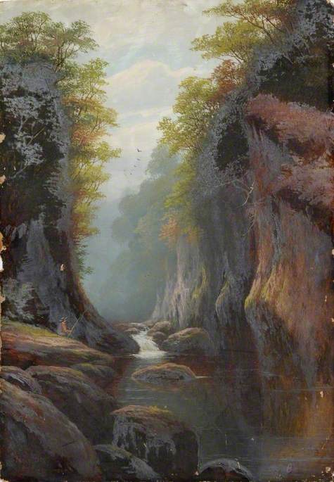 Fishing in a Wooded Gorge