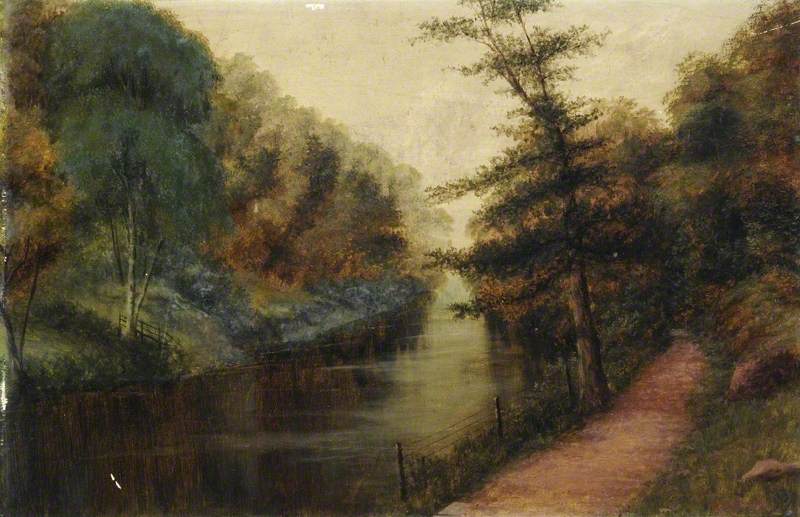 Wooded Riverside with a Path