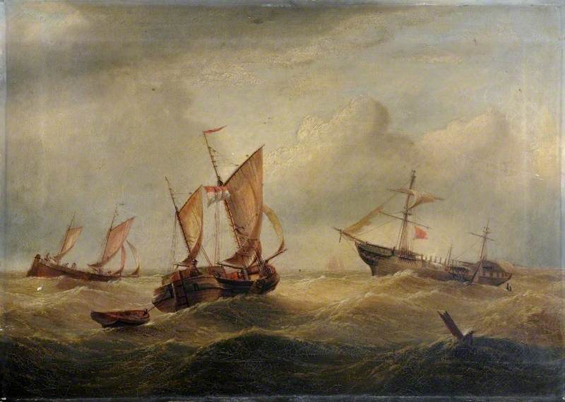Shipwreck with Rescue Boats