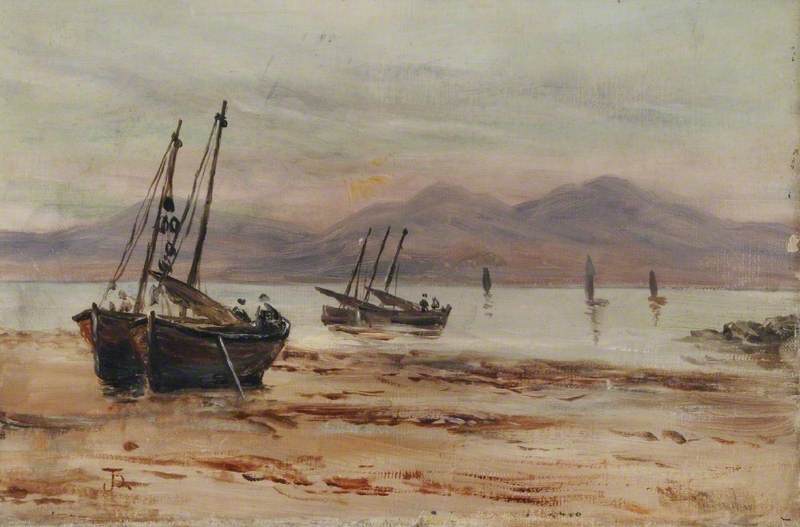 Fishing Boats, One Grounded on Sand